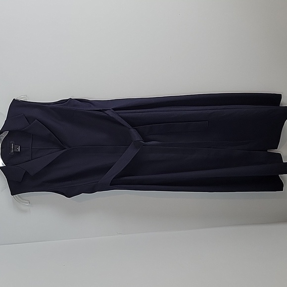 Club Monaco navy blue button front belted sleeveless collared midi dress - Picture 1 of 6